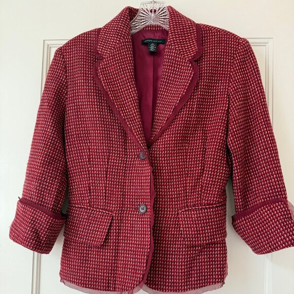 SUPER CUTE TWEED VINTAGE KENNETH COLE BLAZER, Tulle Trim, Size 2 - Picture 1 of 4